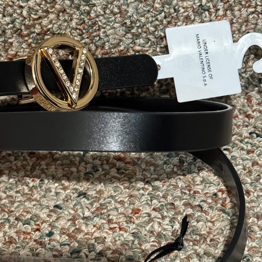 Valentino By Mario Valentino Black and Gold Belt - Picture 4 of 11